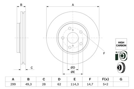 DISC FRANA BOSCH 0 986 479 F49 - Compatibil cu TOYOTA