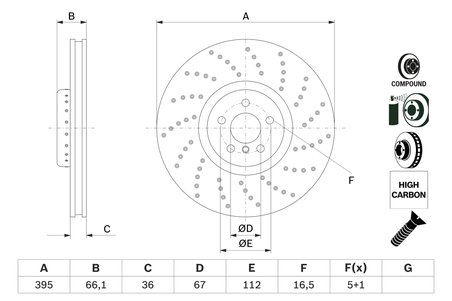 DISC FRANA BOSCH 0 986 479 F55 - Compatibil cu BMW