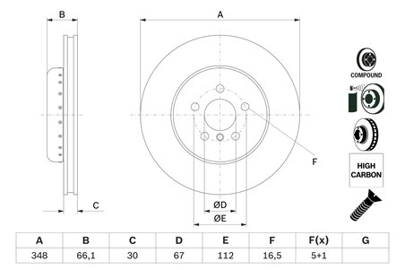 DISC FRANA BOSCH 0 986 479 F57 - Compatibil cu BMW