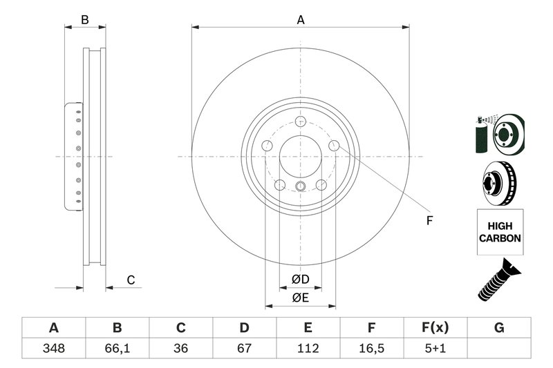 DISC FRANA BOSCH 0 986 479 F59 - Compatibil cu BMW
