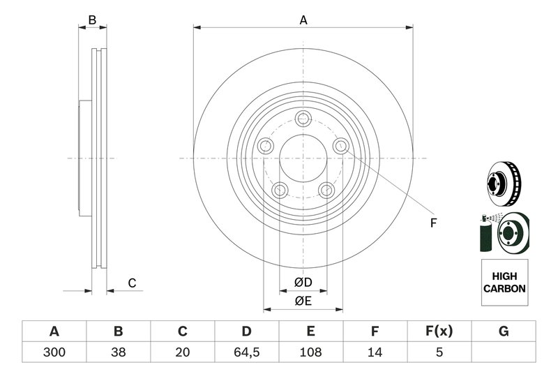 DISC FRANA BOSCH 0 986 479 F67 - Compatibil cu JAGUAR