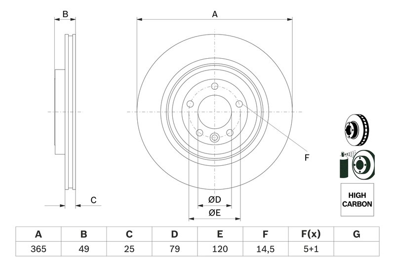 DISC FRANA BOSCH 0 986 479 F68 - Compatibil cu LAND ROVER