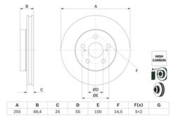 DISC FRANA BOSCH 0 986 479 F72 - Compatibil cu TOYOTA