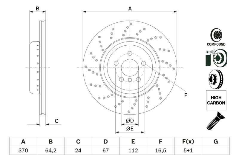 DISC FRANA BOSCH 0 986 479 G12 - Compatibil cu BMW