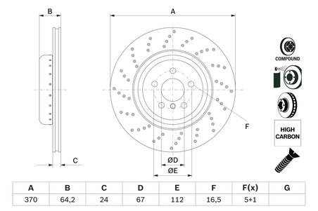 DISC FRANA BOSCH 0 986 479 G12 - Compatibil cu BMW