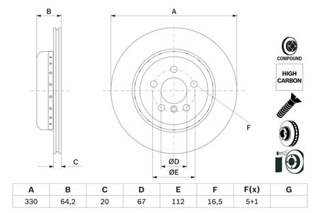 DISC FRANA BOSCH 0 986 479 G14 - Compatibil cu BMW