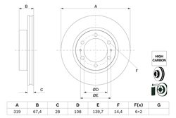 DISC FRANA BOSCH 0 986 479 G19 - Compatibil cu TOYOTA