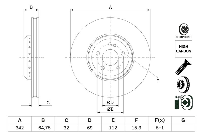 Disc frana BOSCH 0 986 479 G35