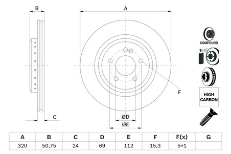 DISC FRANA BOSCH 0 986 479 G36 - Compatibil cu MERCEDES-BENZ
