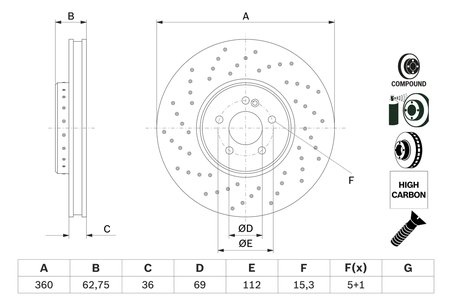 DISC FRANA BOSCH 0 986 479 G38 - Compatibil cu MERCEDES-BENZ
