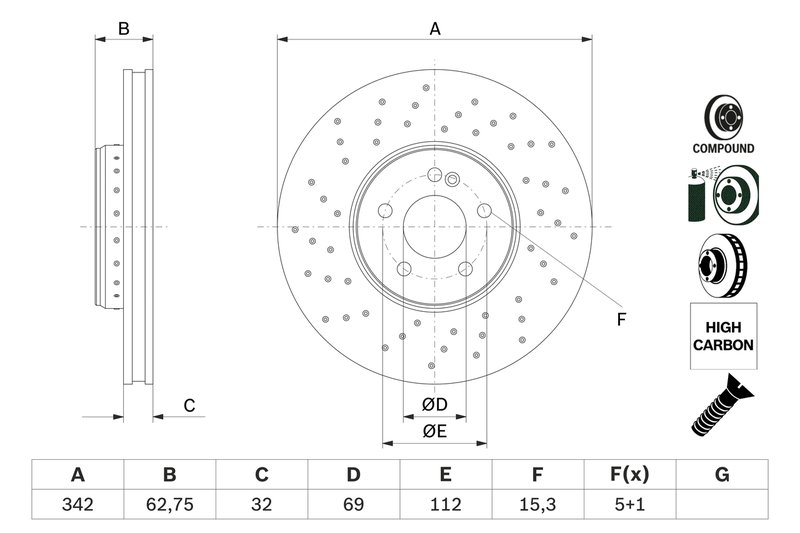 Disc frana BOSCH 0 986 479 G40