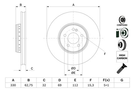 DISC FRANA BOSCH 0 986 479 G43 - Compatibil cu MERCEDES-BENZ