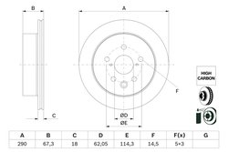 DISC FRANA BOSCH 0 986 479 G64 - Compatibil cu LEXUS