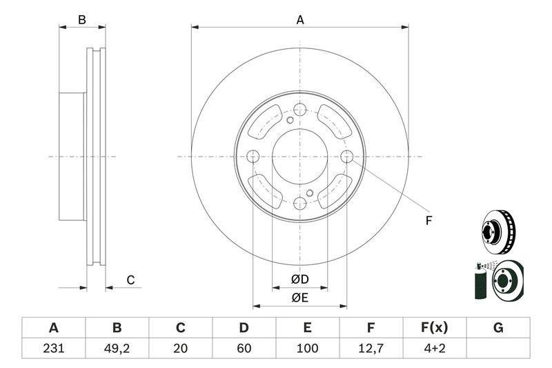 Disc frana BOSCH 0 986 479 G91