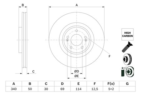DISC FRANA BOSCH 0 986 479 G93 - Compatibil cu HYUNDAI, KIA