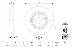DISC FRANA BOSCH 0 986 479 H02 - Compatibil cu MAZDA