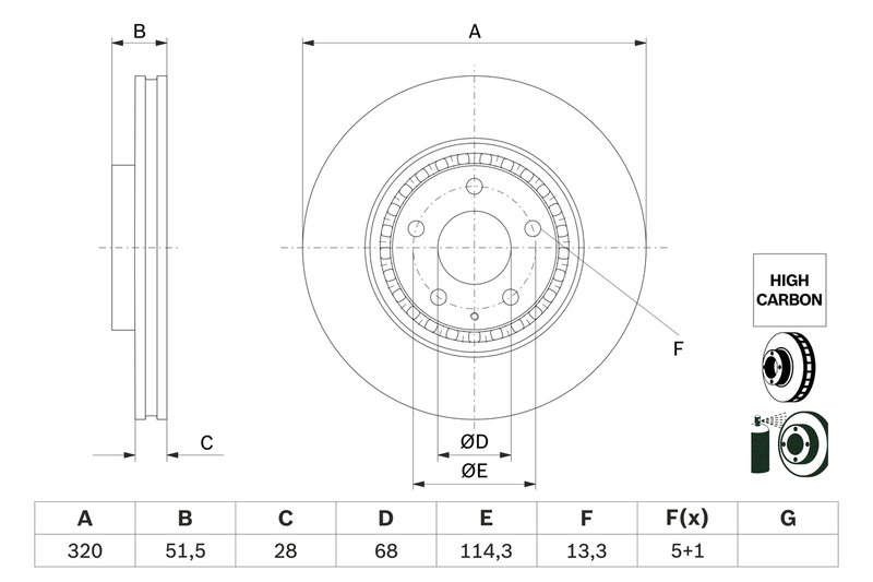 DISC FRANA BOSCH 0 986 479 H02 - Compatibil cu MAZDA
