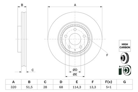 DISC FRANA BOSCH 0 986 479 H02 - Compatibil cu MAZDA