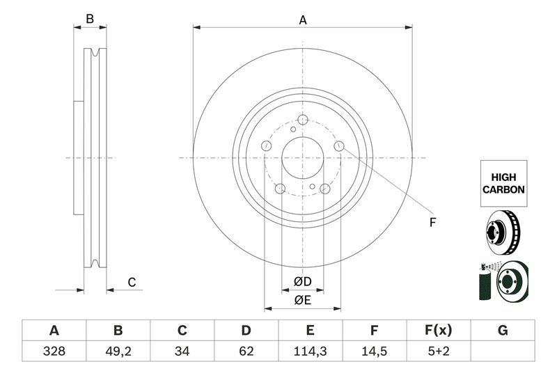 DISC FRANA BOSCH 0 986 479 H04 - Compatibil cu LEXUS, TOYOTA