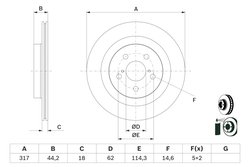 DISC FRANA BOSCH 0 986 479 H19 - Compatibil cu LEXUS, SUZUKI, TOYOTA