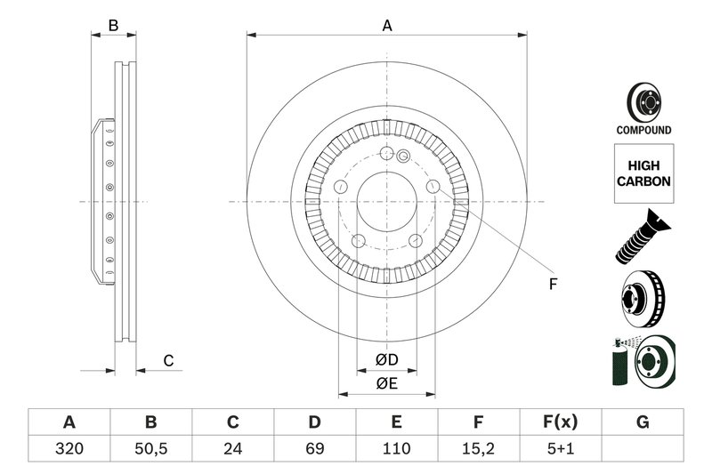 DISC FRANA BOSCH 0 986 479 H39 - Compatibil cu MERCEDES-BENZ