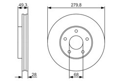 DISC FRANA BOSCH 0 986 479 R90 - Compatibil cu NISSAN