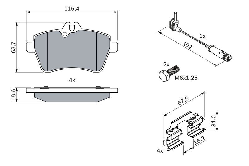 SET PLACUTE FRANA BOSCH 0 986 494 087 - Compatibil cu MERCEDES-BENZ