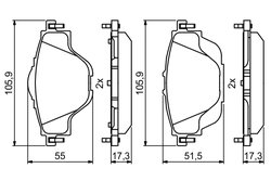 SET PLACUTE FRANA BOSCH 0 986 494 805 - Compatibil cu CITROEN, DS, GEELY, OPEL, PEUGEOT, VAUXHALL