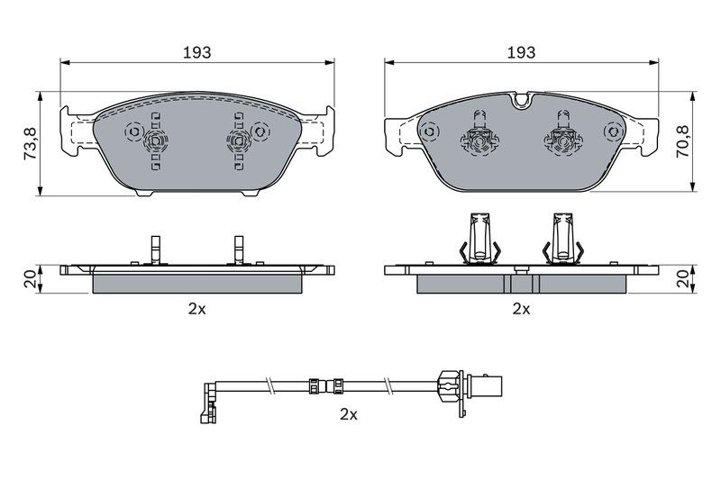SET PLACUTE FRANA BOSCH 0 986 494 987 - Compatibil cu AUDI