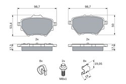 SET PLACUTE FRANA BOSCH 0 986 494 998 - Compatibil cu CITROEN, DS, FIAT, JEEP, OPEL, PEUGEOT, VAUXHALL