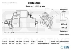 ELECTROMOTOR SEG AUTOMOTIVE 0001262008 - Compatibil cu NEW HOLLAND