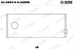 CUZINETI BIELA GLYCO 01-3557/4 0.25MM - Compatibil cu CHEVROLET, FORD, FORD USA, MORGAN, WESTFIELD