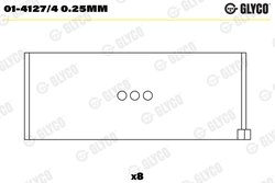 CUZINETI BIELA GLYCO 01-4127/4 0.25MM - Compatibil cu AUTOBIANCHI, CITROEN, FIAT, INNOCENTI, LANCIA, PREMIER, SAAB, SEAT, TOFAS,