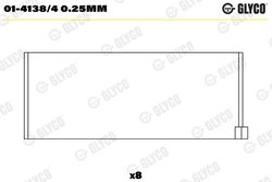CUZINETI BIELA GLYCO 01-4138/4 0.25MM - Compatibil cu ARO, DACIA, DAF, IRAN KHODRO, MAHINDRA, MAHINDRA RENAULT, NISSAN, RENAULT,