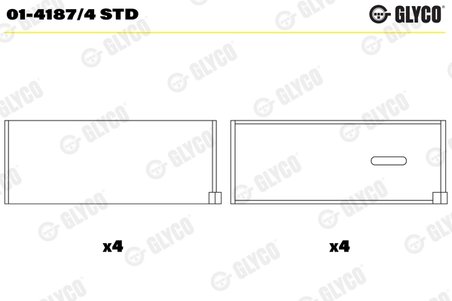 CUZINETI BIELA GLYCO 01-4187/4 STD - Compatibil cu CITROEN, JEEP, RENAULT