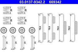 SET ACCESORII SABOTI FRANA ATE 03.0137-9342.2 - Compatibil cu MERCEDES-BENZ, NISSAN