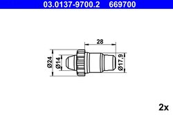 SET ACCESORII SABOTI FRANA ATE 03.0137-9700.2 - Compatibil cu AUDI, BMW, CITROEN, FIAT, JAGUAR, LANCIA, MERCEDES-BENZ, PEUGEOT, 