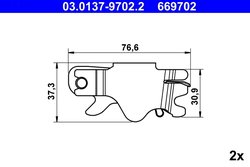 SET ACCESORII SABOTI FRANA ATE 03.0137-9702.2 - Compatibil cu AUDI, BMW, CITROEN, FIAT, MG, PEUGEOT, PORSCHE, ROVER, VW