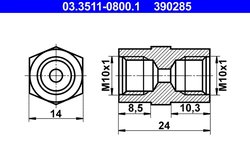 ADAPTOR, CONDUCTE FRANA ATE 03.3511-0800.1 - Piesa auto compatibila cu mai multe marci