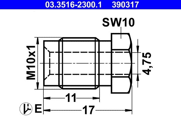 SURUB OLANDEZ ATE 03.3516-2300.1 - Piesa auto compatibila cu mai multe marci