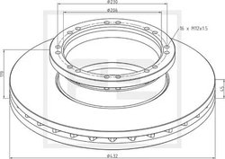 DISC FRANA PE AUTOMOTIVE 036.132-00A - Compatibil cu MAN