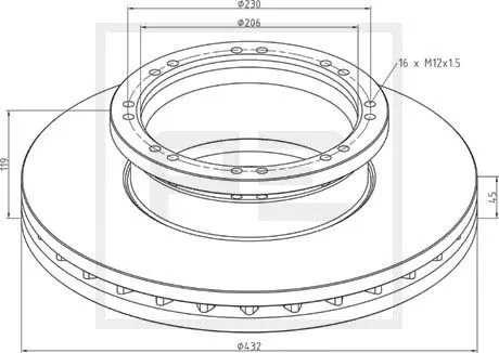 DISC FRANA PE AUTOMOTIVE 036.132-00A - Compatibil cu MAN