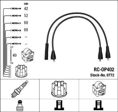 FISE BUJII NGK 0772 - Compatibil cu BEDFORD, OPEL, PEUGEOT, RANGER, VAUXHALL