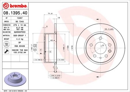 DISC FRANA BREMBO 08.1395.40 - Compatibil cu MERCEDES-BENZ
