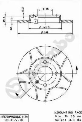 DISC FRANA BREMBO 08.4177.75 - Compatibil cu AUDI, SEAT, VW, VW (SVW)