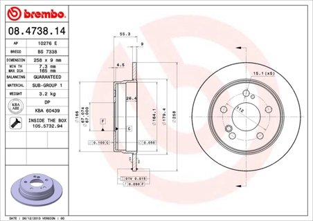 Disc frana Brembo 08.4738.14