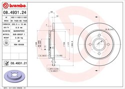 DISC FRANA BREMBO 08.4931.21 - Compatibil cu FORD, FORD AUSTRALIA, TVR