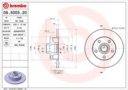 DISC FRANA BREMBO 08.5005.20 - Compatibil cu SEAT, VW