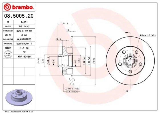 Disc frana Brembo 08.5005.20
