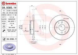 DISC FRANA BREMBO 08.5085.11 - Compatibil cu ABARTH, ALFA ROMEO, FIAT, FORD, LANCIA, YUGO